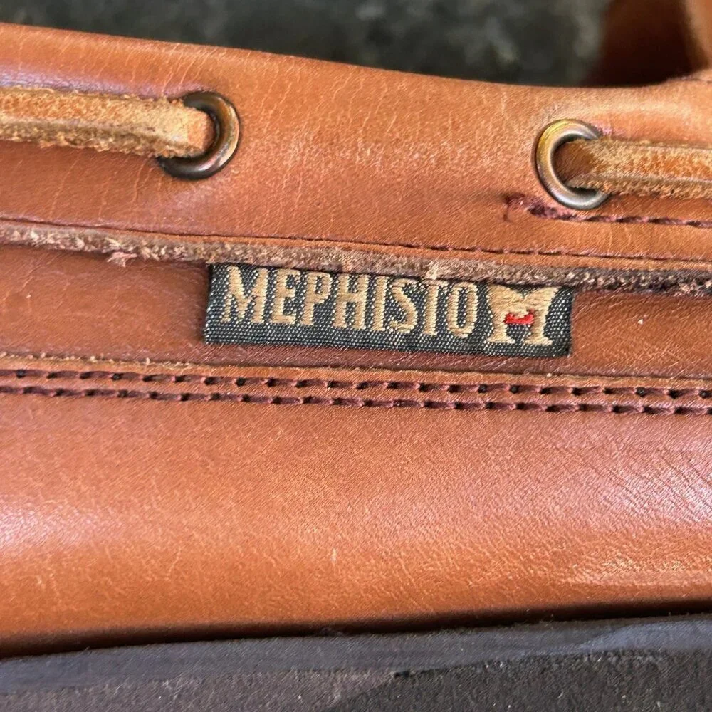 Mephisto Men's Spinnaker Brown Leather Boat Shoes Size 8.5 US